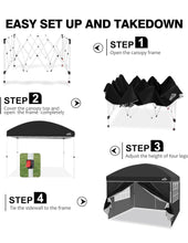 Load image into Gallery viewer, (Lawn & Garden) AIGOCANO Pop up Canopy Tent with 4 Sidewalls/10x10 Deluxe Dome Gazebo/Roller Bag/4 Sandbags/4 Ropes/8 Stakes(Black)