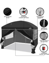 Load image into Gallery viewer, (Lawn & Garden) AIGOCANO Pop up Canopy Tent with 4 Sidewalls/10x10 Deluxe Dome Gazebo/Roller Bag/4 Sandbags/4 Ropes/8 Stakes(Black)