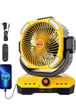 Load image into Gallery viewer, WESTTREE Battery Operated Large Airflow Fan/45000mAh/Rechargeable Cordless/360°Auto Oscillation & Timer/Quiet/Battery Powered/Portable with RGBW Lights