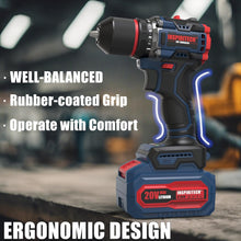 Load image into Gallery viewer, (Household) INSPIRITECH 20V Cordless Drill Set/Brushless Power Drill Set with 3.0Ah Battery and Charger/3.8-Inch Metal Chuck Electric Drill Driver/22 Torque Setting/Drill-Driver Bits and Tool Bag Included