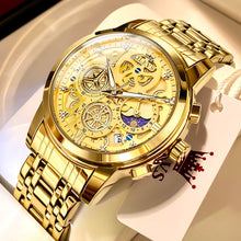 Load image into Gallery viewer, SOLD (Jewelry) OLEVS Top Brand Fashionable Men's Watch/Waterproof/Quartz Watch for Men/Gold Skeleton Style