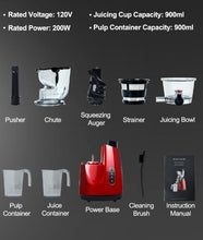 Load image into Gallery viewer, SOLD (Household) LynTorin Cold Press Juicer Machine with 3.2&quot; Wide Feed Chute/For Fruits and Vegetables
