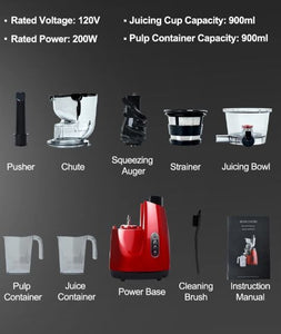 SOLD (Household) LynTorin Cold Press Juicer Machine with 3.2" Wide Feed Chute/For Fruits and Vegetables
