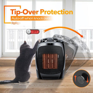 SOLD (Household/Office) Trustech Indoor Electric Space Heater 02/Desk Space Warmer/1500W/Ceramic/3 Modes/Tip-over & Overheat Protection/Small Portable Heater