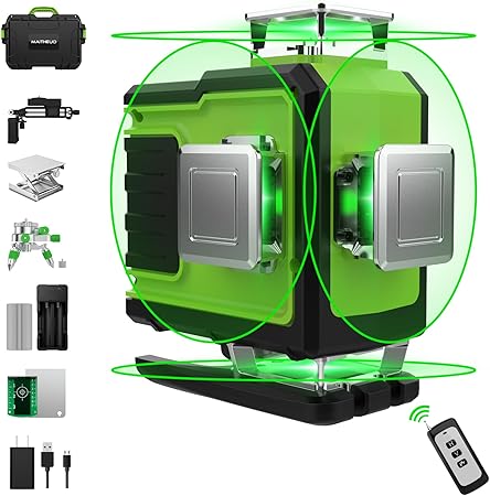 (Household) MAITHEUO 16 Line Self Leveling Laser Level/4 x 360°/100FT High Brightness/Remote Control/Rechargeable Battery(30 Hrs)/Construction/Home