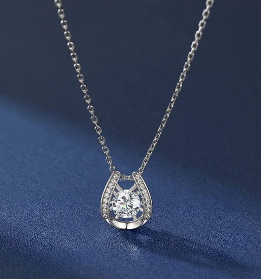 SOLD (Jewelry) Dance Necklace, 1Carat Moissanite Dance Pendent for Women, D Color VVS1 Simulated Diamond 925 Sterling Silver