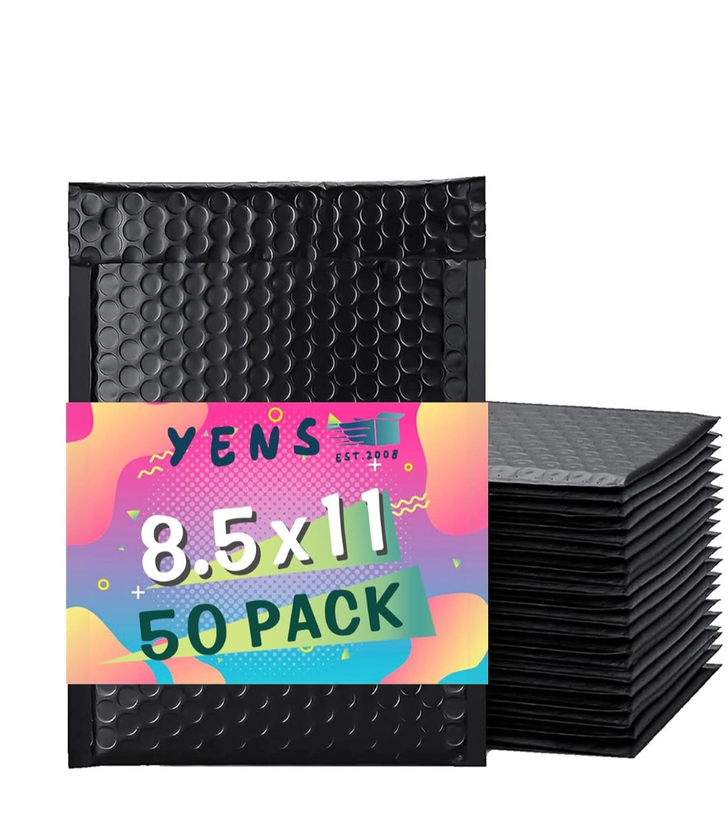(Office) Yens Poly Bubble Mailers/8.5x12/50 Pack/Waterproof Self Seal Adhesive Shipping Bags/Padded (8.5x11)
