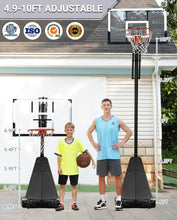 Load image into Gallery viewer, (Toys-Sports) WIN.MAX Portable Basketball Hoop Quickly Height Adjusted 4.9-10ft Outdoor/Indoor Basketball Goal System with 44 inch Backboard and Wheels

