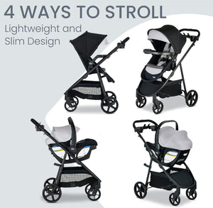 SOLD (Children) Britax Willow Brook S+ Baby Travel System/Infant Car Seat and Stroller Combo with Alpine Base/ClickTight Technology/SafeWash Insert and Cover/Glacier Onyx