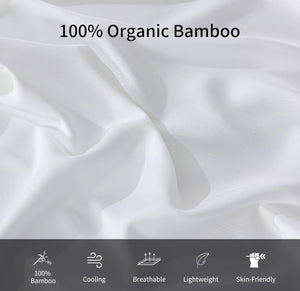 SOLD (Bedding) Levoo 100% Bamboo Duvet Cover/Queen Size Cooling Duvet Cover for Hot Sleepers/400 Thread Count/Soft Silky/3Pcs Comforter Cover Set with 1 Duvet Cover and 2 Pillowcases/No Insert (Queen, White)