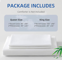 Load image into Gallery viewer, SOLD (Bedding) Levoo 100% Bamboo Duvet Cover/Queen Size Cooling Duvet Cover for Hot Sleepers/400 Thread Count/Soft Silky/3Pcs Comforter Cover Set with 1 Duvet Cover and 2 Pillowcases/No Insert (Queen, White)
