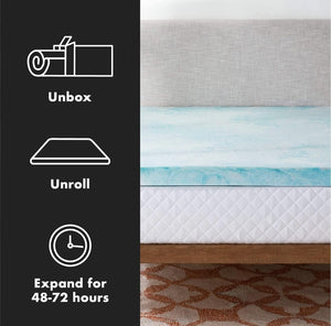 (Bedding) The Best Foam 2 Inch Mattress Topper/Cooling Gel Swirl Visco Memory Foam for Soothing Support/CertiPUR-US Certified/Queen Mattress Pad (Coverless)