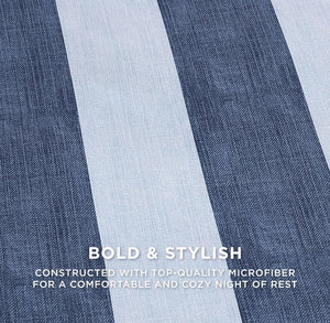SOLD (Bedding) Juicy Couture Denim Stripe Full/Queen Comforter Set - 3-Piece Machine Washable Reversible Blue Bedding Comforter and Sham Set