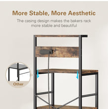 Load image into Gallery viewer, (Household) Anycoo Bakers Rack with 3 Power Outlets/4-Tier Kitchen Microwave Stand with Storage/Coffee Bar Table/Freestanding
