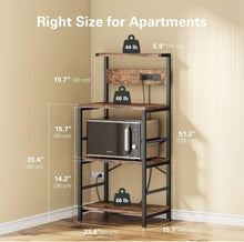 Load image into Gallery viewer, (Household) Anycoo Bakers Rack with 3 Power Outlets/4-Tier Kitchen Microwave Stand with Storage/Coffee Bar Table/Freestanding
