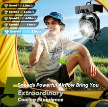 Load image into Gallery viewer, (Lawn &amp; Garden) AUZONIMICS 3-In-1 Camping Fan/5 Speed/20000mAh/Cordless Rechargeable Portable/USB C/Battery Powered/LED Light, Display Screen

