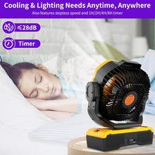 Load image into Gallery viewer, WESTTREE Battery Operated Large Airflow Fan/45000mAh/Rechargeable Cordless/360°Auto Oscillation &amp; Timer/Quiet/Battery Powered/Portable with RGBW Lights
