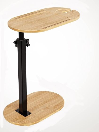 (Bathroom) Yumkfoi Bamboo Bathtub Tray Table with Adjustable Height/Freestanding Bath Caddy/Bathtub Side Table/Bath Home Spa/Height Adjustable/Waterproof/Versatile Usage