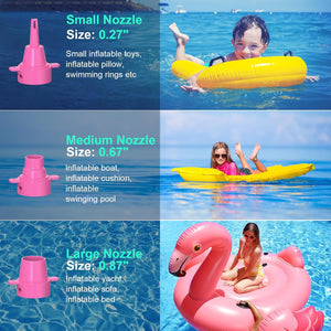 (Party Supply) 400W High-Power Electric Air Pump/Quick Fill Dual Nozzle Inflatable Bed Pumps/2.0 PSI Inflator-Deflator Blower for Balloon, Pool, Float Rafts