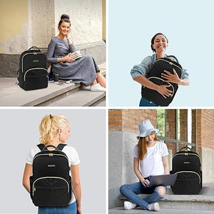 (School) MANETTA Bookbag for Women/RFID Pocket/USB Charging Port for 15.6 Inch Computer/Casual Daypack for College or Office