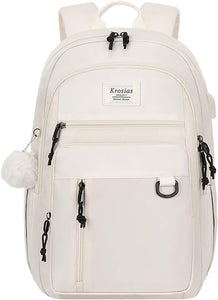 (School) KROSIAS Backpack for Teens Girls-Women/Cute Preppy Aesthetic Bookbag/Large 15.6 Inch/ Laptop Bag for Travel/Black