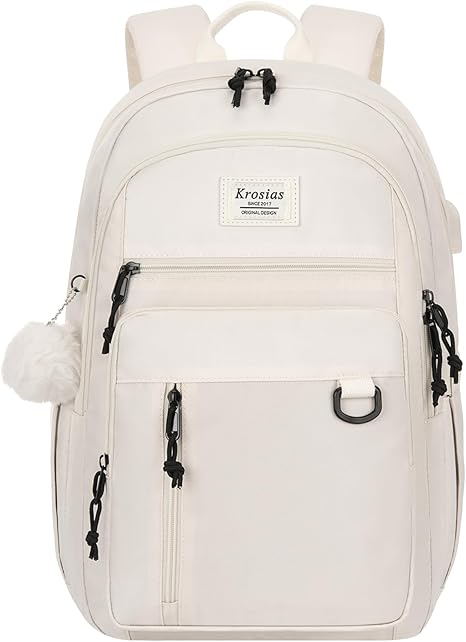 (School) KROSIAS Backpack for Teens Girls-Women/Cute Preppy Aesthetic Bookbag/Large 15.6 Inch/ Laptop Bag for Travel/Black