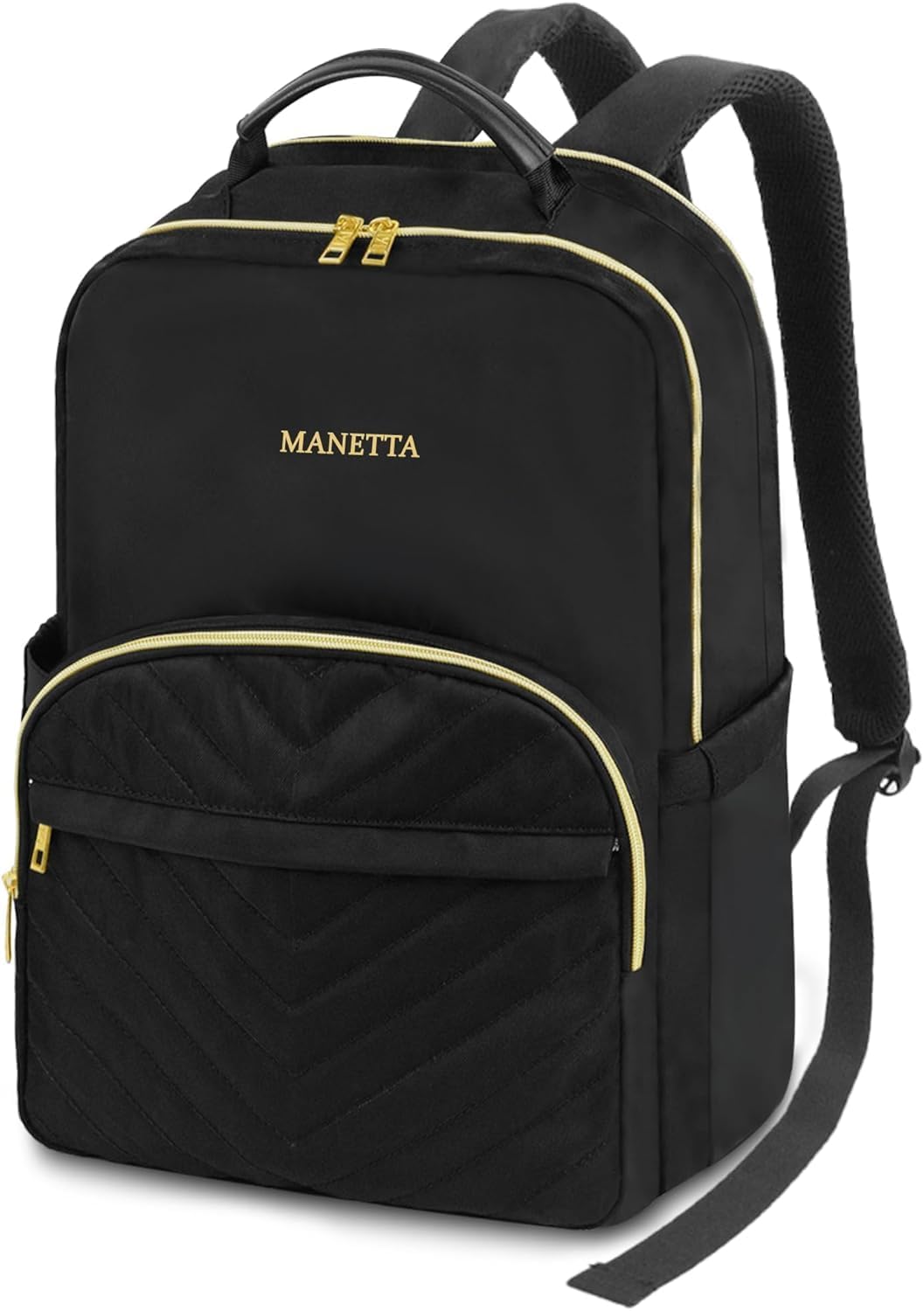 (School) MANETTA Bookbag for Women/RFID Pocket/USB Charging Port for 15.6 Inch Computer/Casual Daypack for College or Office