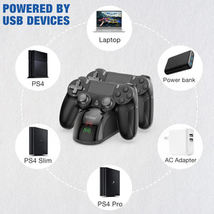 (Electronics) Charger Dock Station for PS4/1.8 Hrs Fast Charging/LED Indicator Charging Chip/Dual USB Charger Dock/PS4 Slim/PS4 Pro Charger