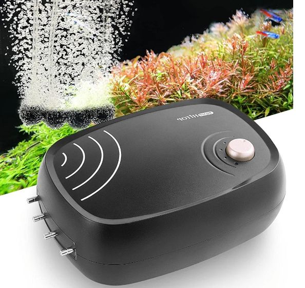 (Pet Supplies) HITOP 10W Powerful Aquarium Air Pump/Air Pump for Fish Tank/Quiet Aquarium Aerator with Complete Accessories/For Tank, Hydroponic & Pond Oxygenation