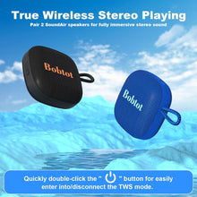Load image into Gallery viewer, (Electronics) Bobtot Portable Wireless Bluetooth Speakers/IPX7 Waterproof/16 Hours of Playtime/10W Peak Stereo Sound/Built-in Mic/Lanyard
